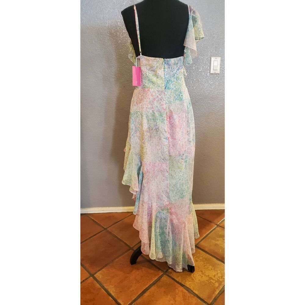 Amanda Uprichard‎ Lively Pastel Sequin Asymmetrical Ruffle  Midi Dress Size M - Picture 8 of 13